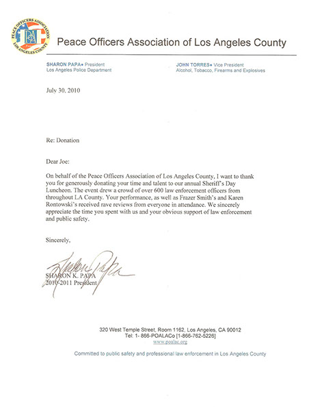 Letter from charity